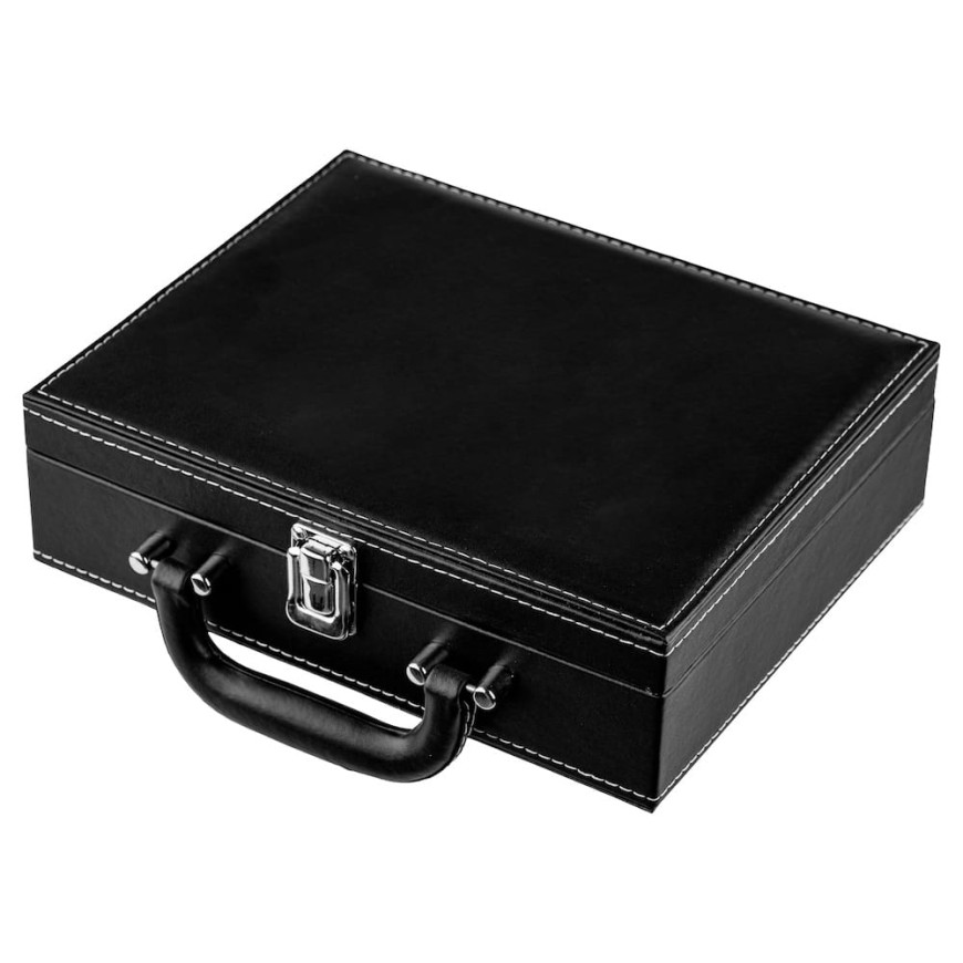 Set vin cu accesorii în carcasă din piele