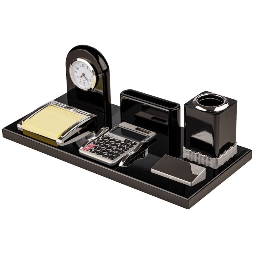Set birou cu ceas, calculator și accesorii – model premium